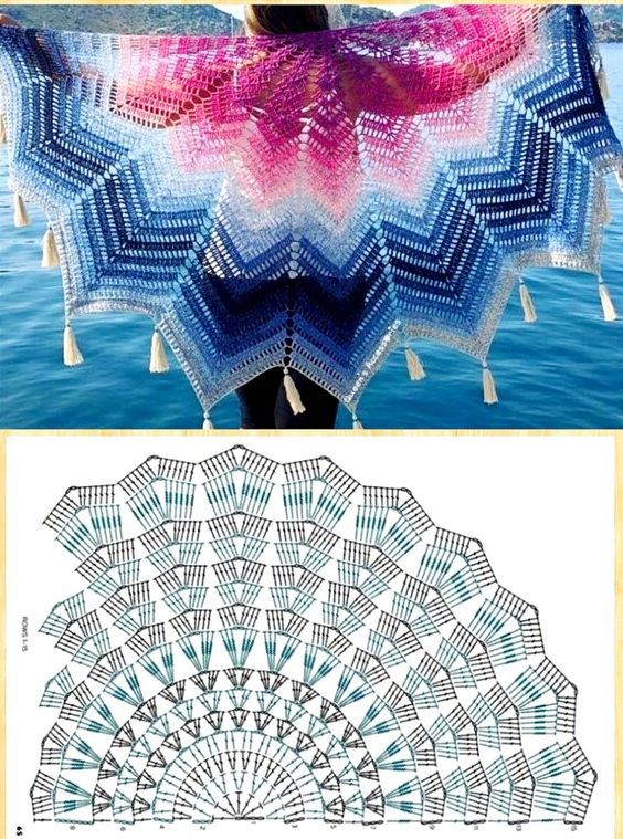 colorful crochet shawls ideas and graphics