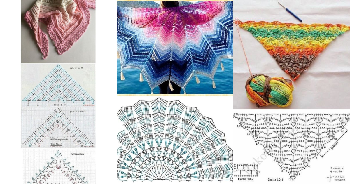 colorful crochet shawls ideas and graphics