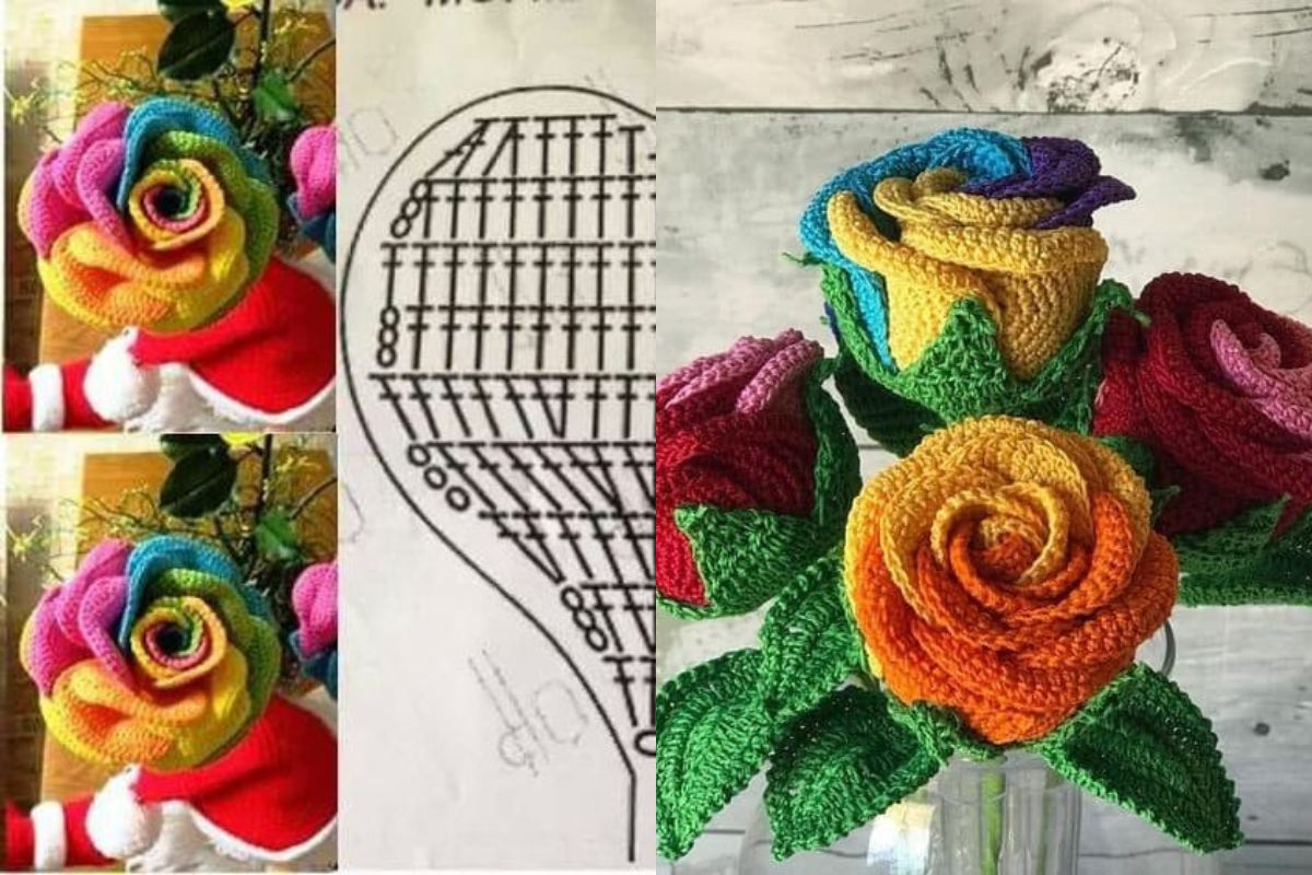 colors in crochet roses 9