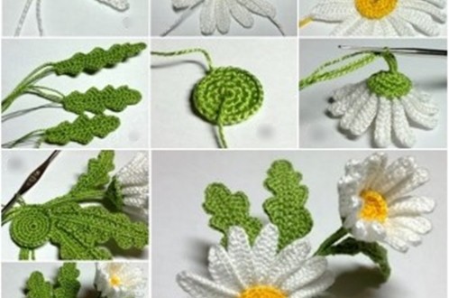 crochet 3D daisy F