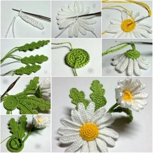 crochet 3D daisy F
