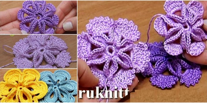 crochet 3d center flower