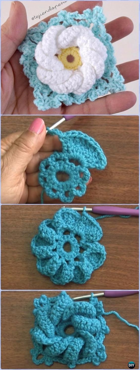 crochet 3d flower granny square