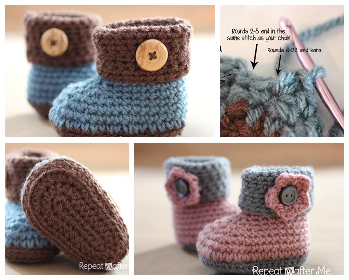 crochet Cuffed babyBooties free pattern