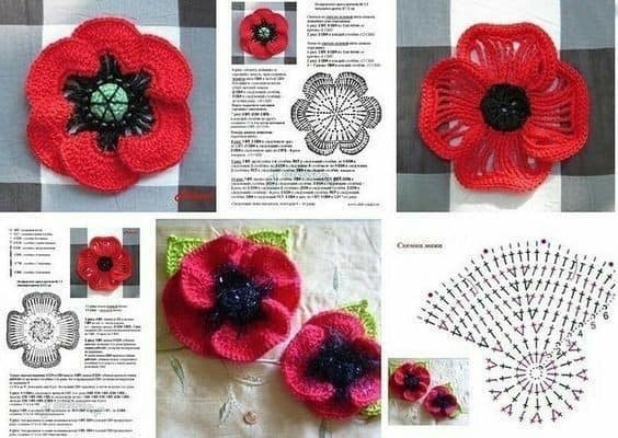 crochet a beautiful poppy 2