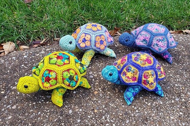 crochet african flower turtle pattern 6