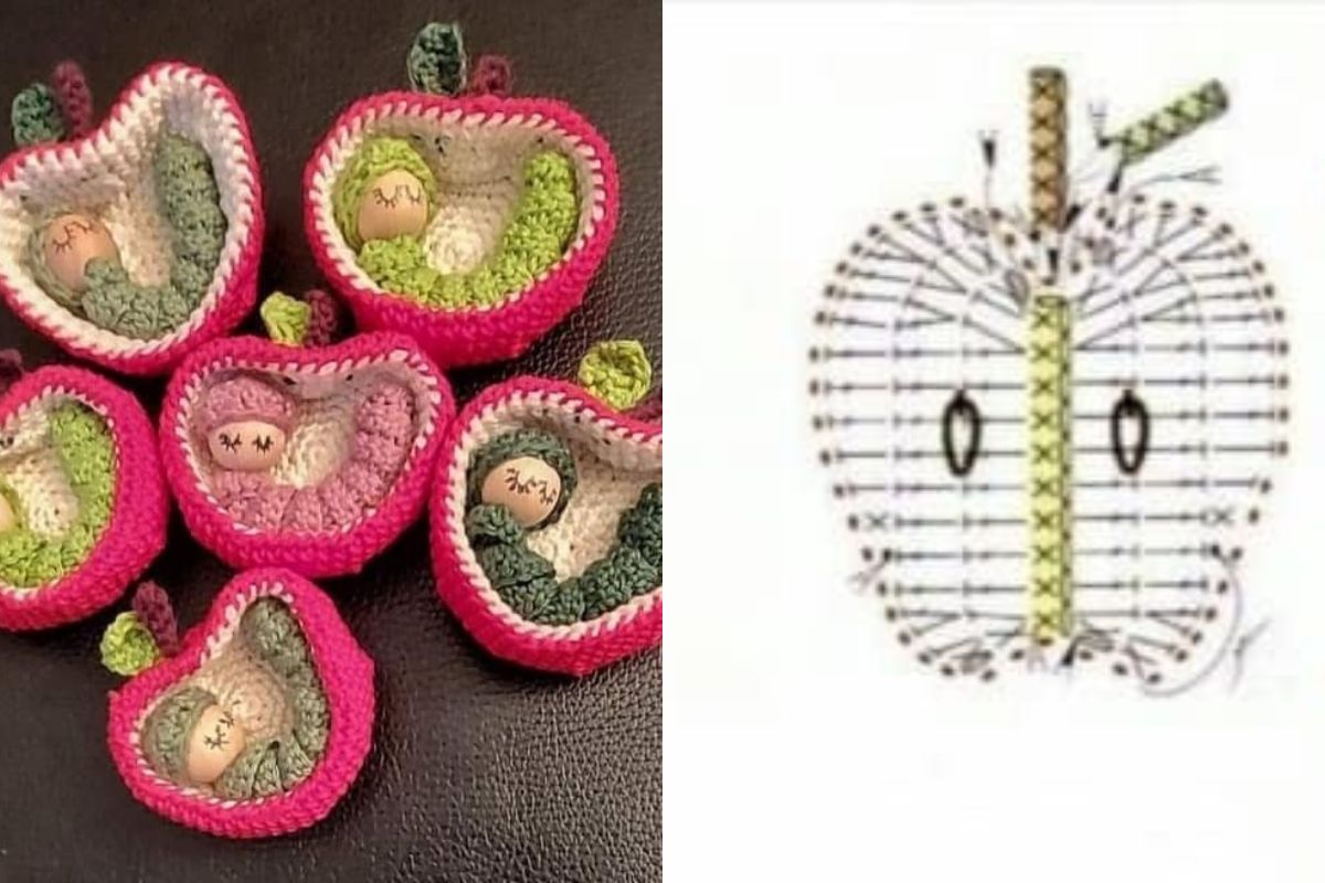 crochet apple with worm inside 7