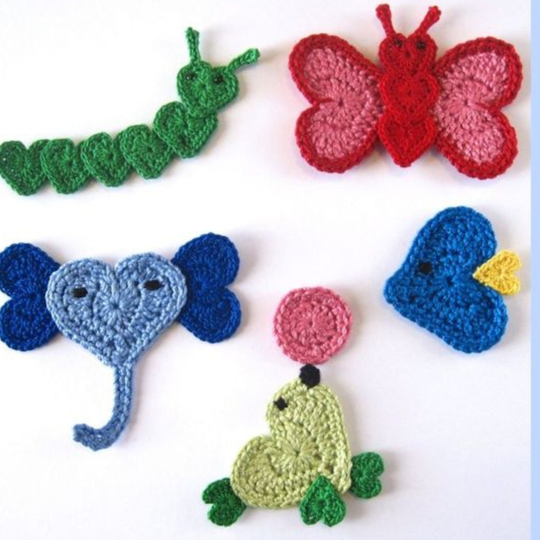crochet applique from hearts
