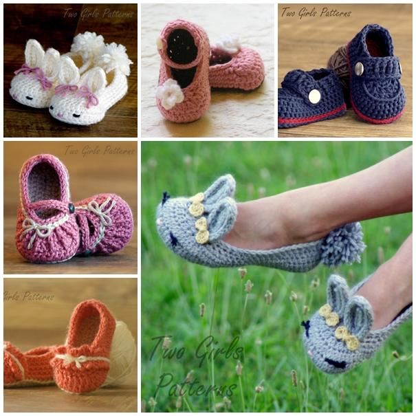 crochet baby and moms slippers