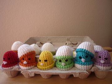crochet baby chicks eggshell 2