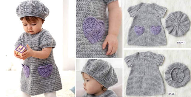 crochet baby dress and hat free pattern