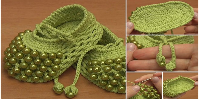 crochet baby shoes beaded