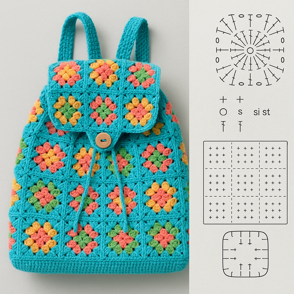crochet backpacks with square 1