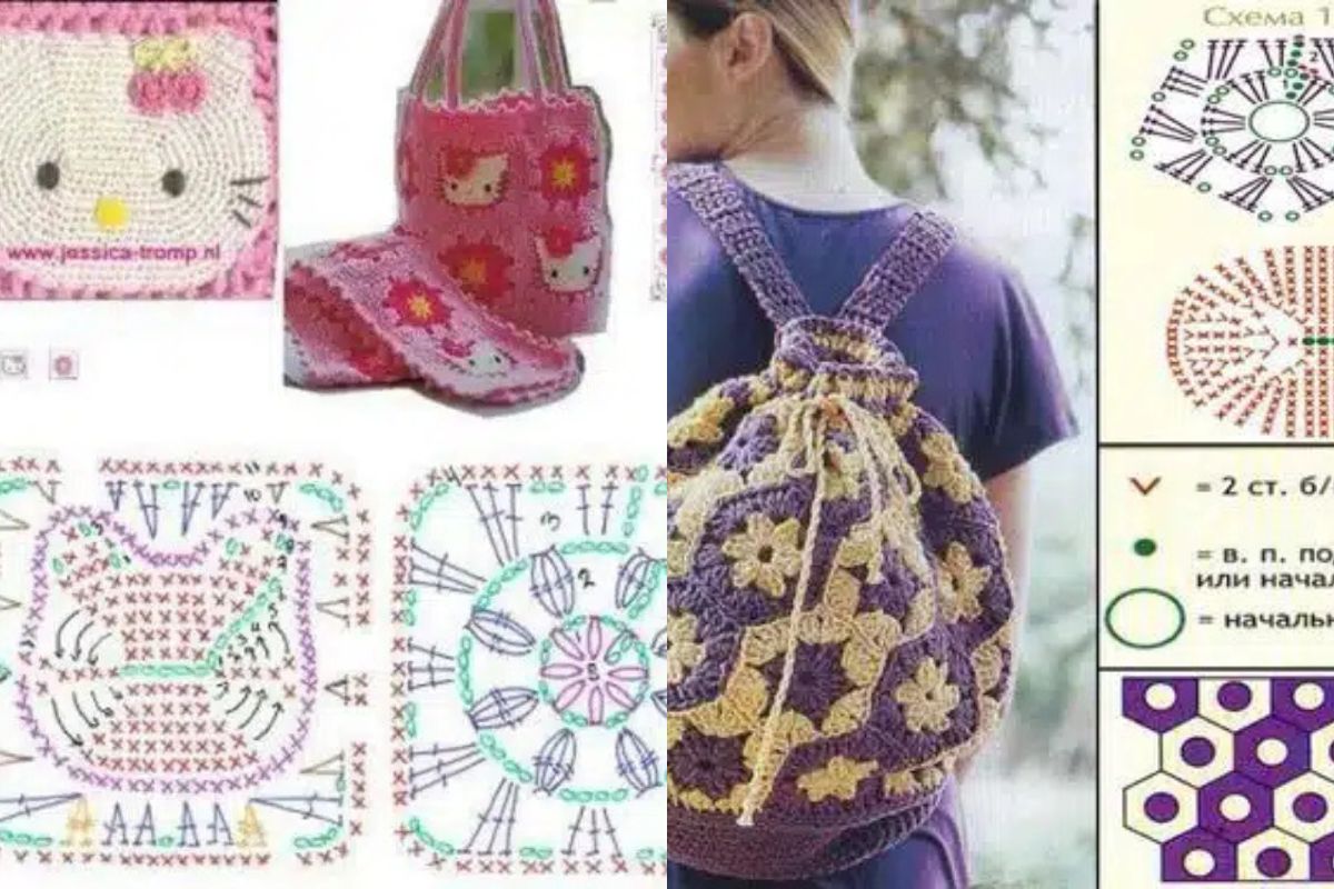 crochet backpacks with square