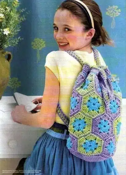 crochet backpacks with square