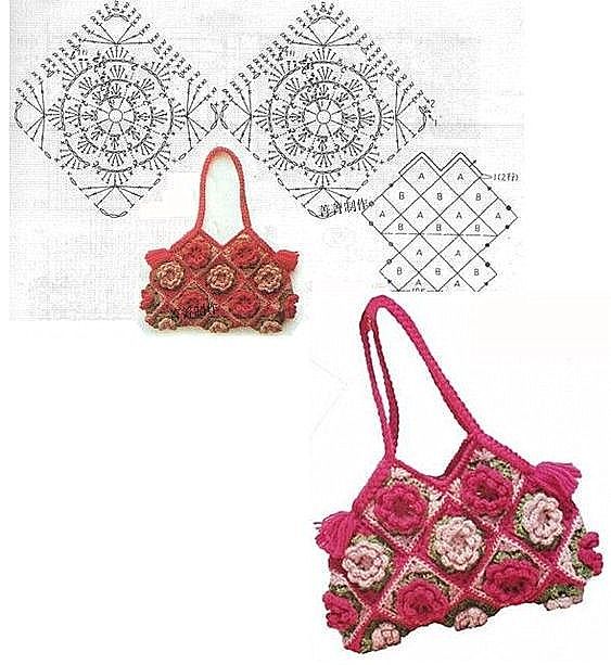 crochet bag models with flowers 5