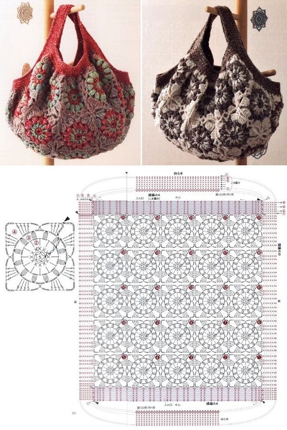 crochet bag models with flowers