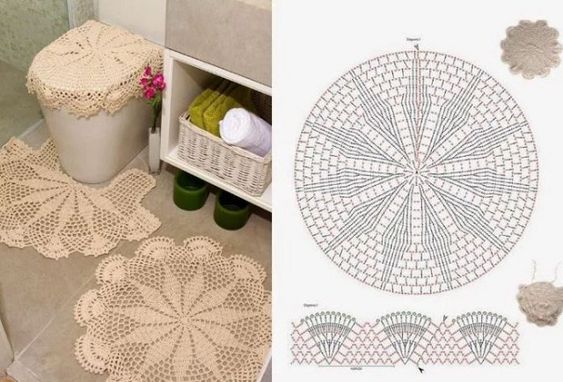 juego de baño a crochet  Crochet doily rug, Crochet rug, Crochet