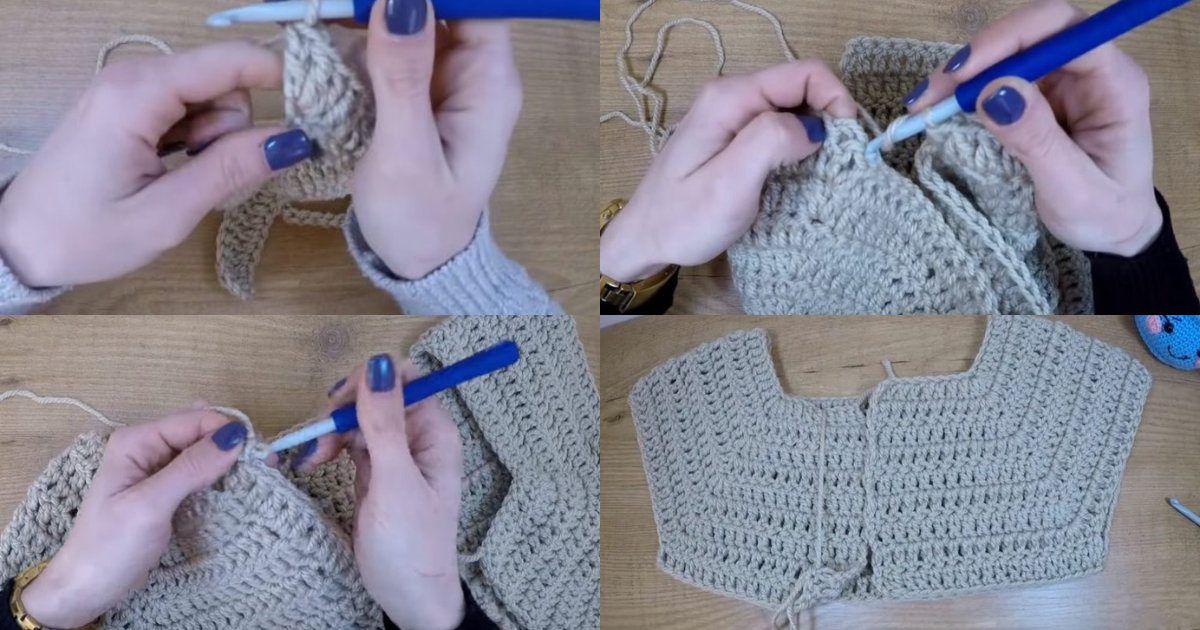 crochet bobble sleeve cardigan