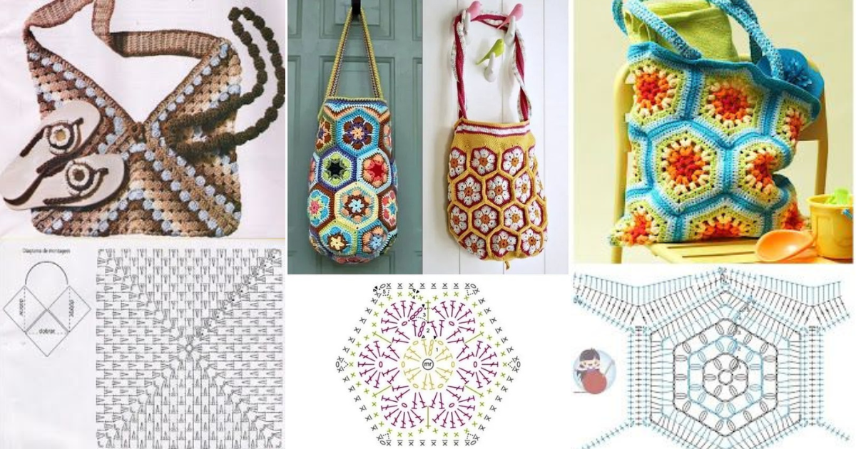 crochet boho style handbags graphics