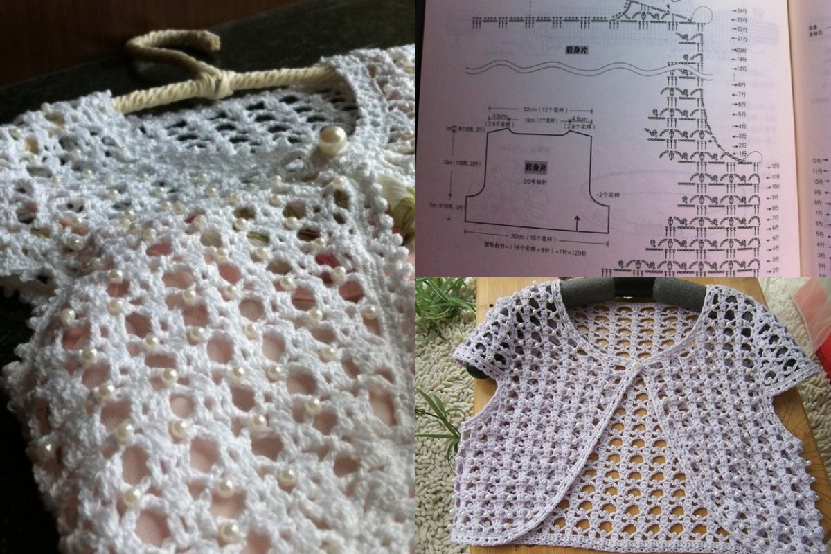 crochet bolero with pearls for summer