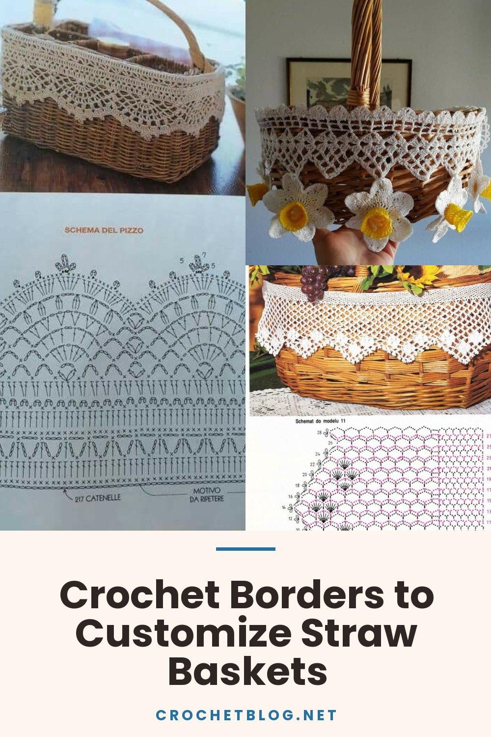 Crochet Borders to Customize Straw Baskets