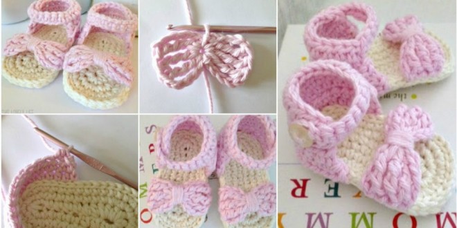 crochet bow baby sandals