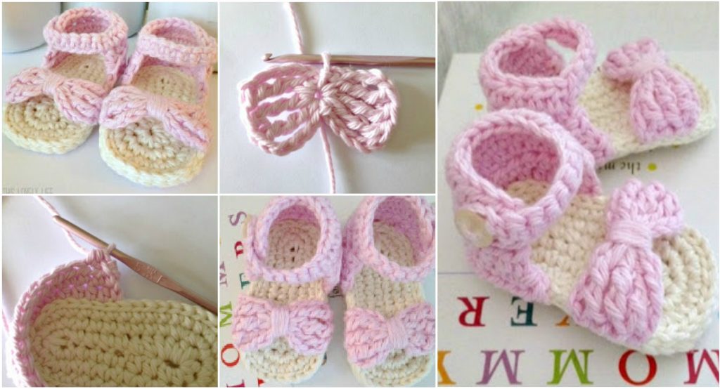 crochet bow baby sandals