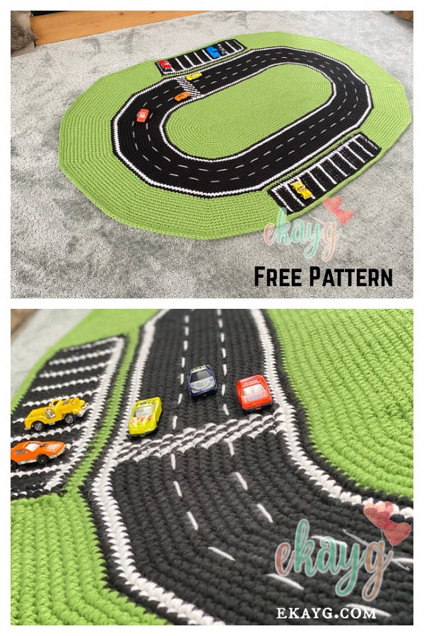 crochet car track rug 1