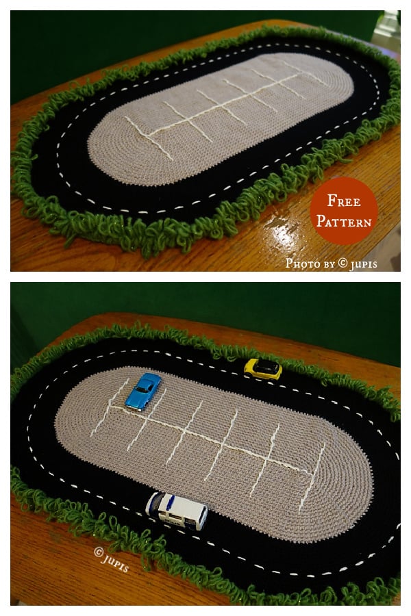 crochet car track rug