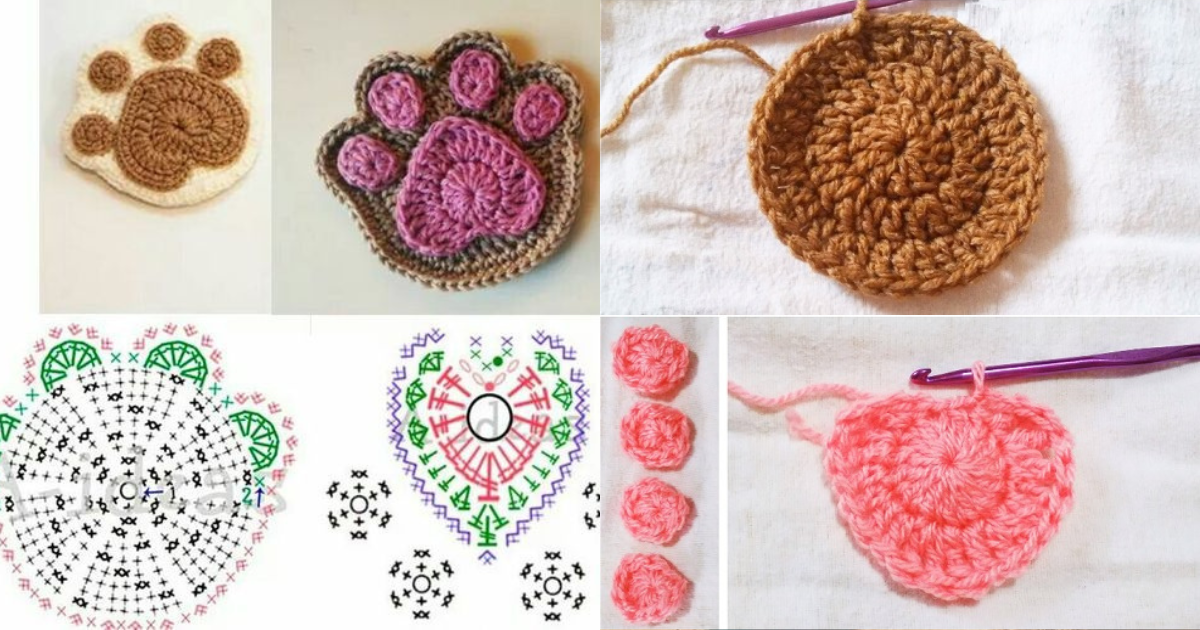 crochet cat paw ideas and tutorials