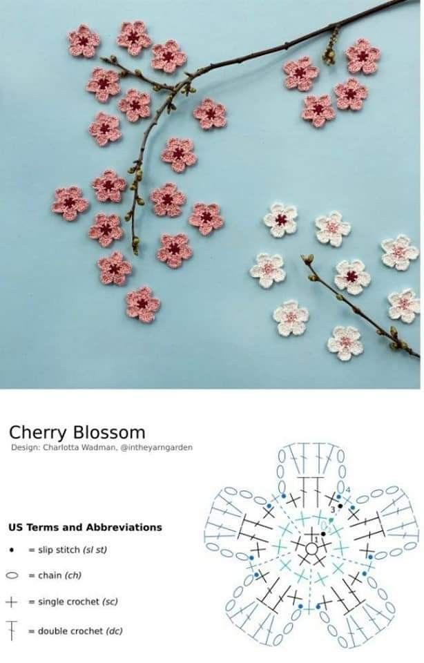 crochet cherry blossom tutorial and ideas 2