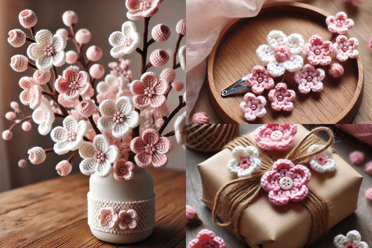 crochet cherry blossom tutorial and ideas