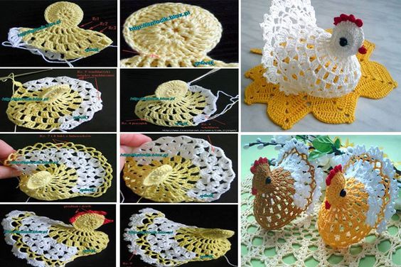 crochet chickens to use in your decor