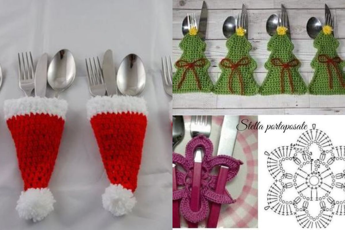 crochet christmas cutlery holders 10