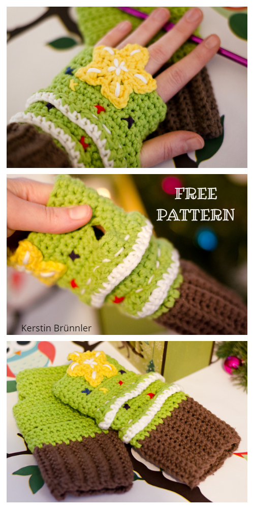 crochet christmas fingerless gloves ideas 1