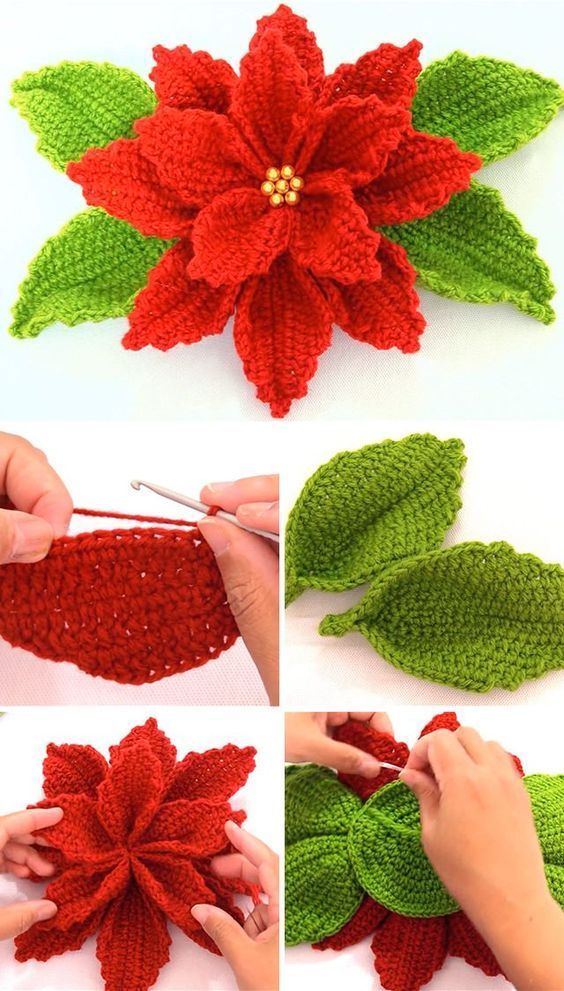 crochet christmas flowers tutorial 3
