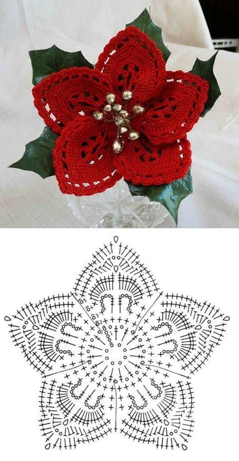 crochet christmas flowers tutorial 6