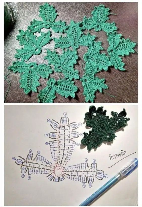 crochet christmas leaves graphics 2