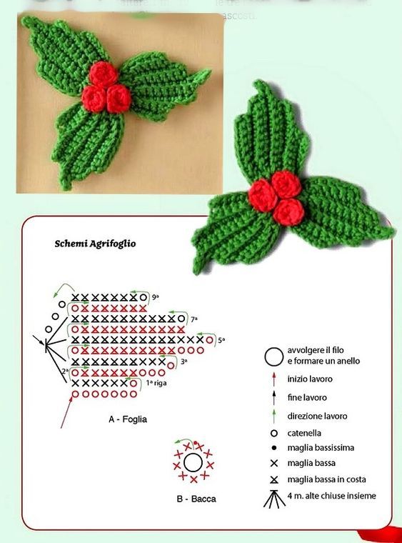 crochet christmas leaves graphics 8