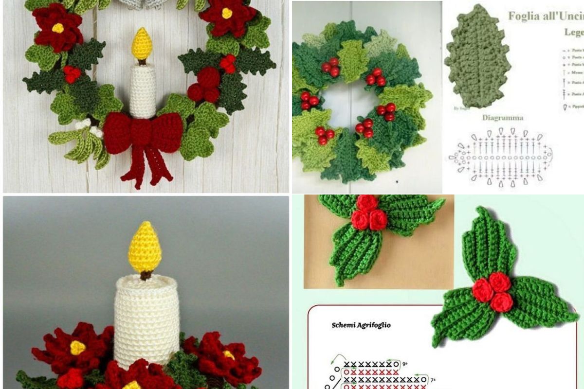 crochet christmas leaves graphics