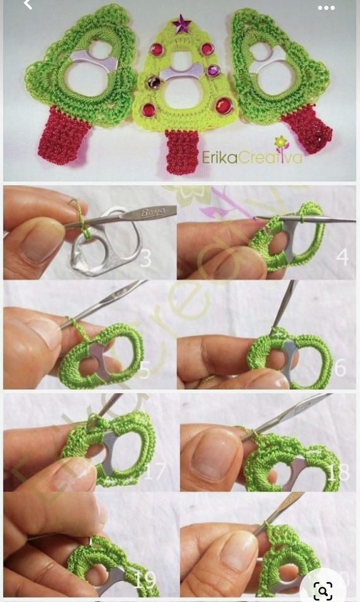 crochet christmas ornament on recycled can tab