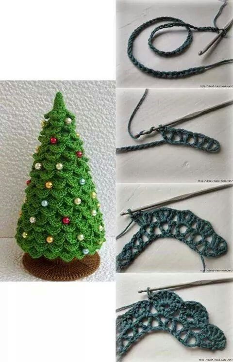 crochet christmas ornaments with crocodile stitch