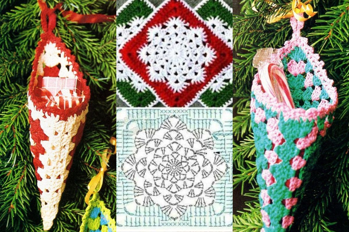 crochet christmas tree cornucopias 10