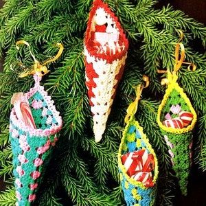 crochet christmas tree cornucopias