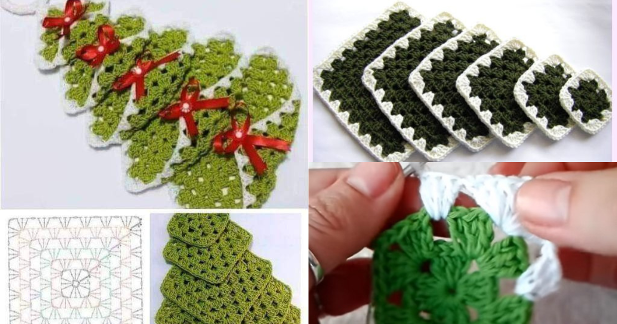 crochet christmas tree with granny squares