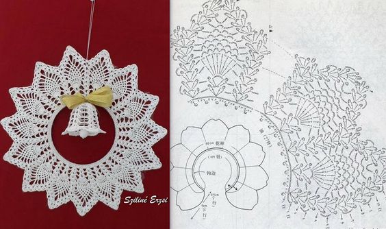 crochet christmas wreath with bells 2