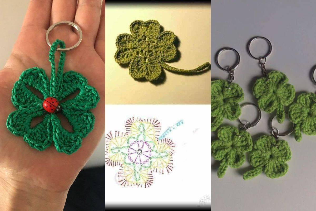 crochet clover keychains 10