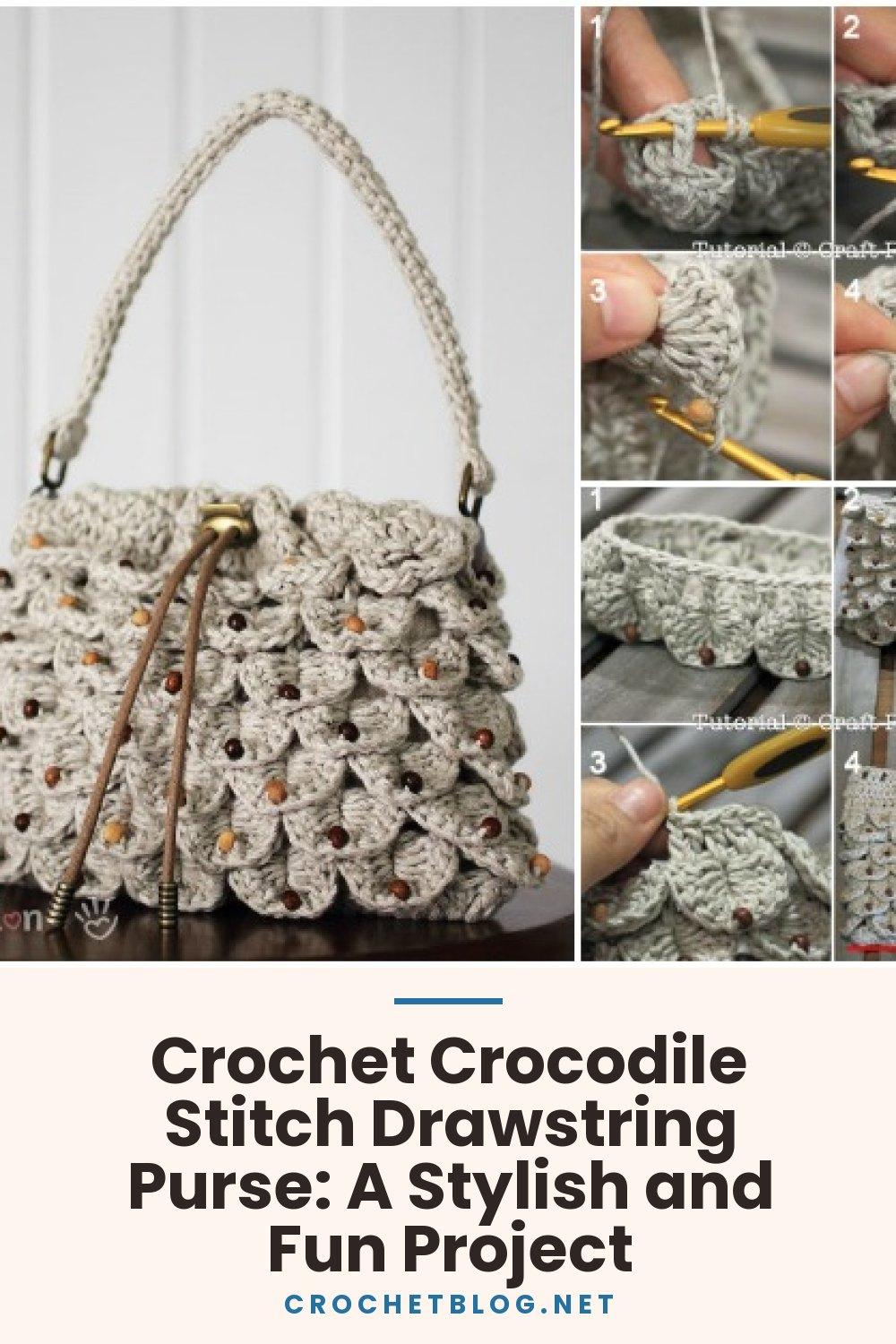 Crochet Crocodile Stitch Drawstring Purse: A Stylish and Fun Project