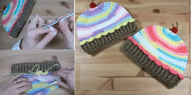 crochet cupcake beanie tutorial